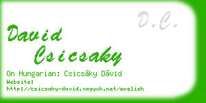 david csicsaky business card